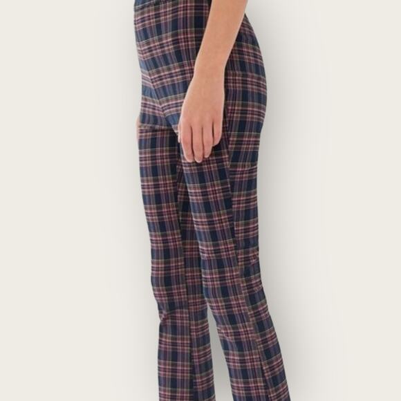 Urban Outfitters Lola Plaid Kick Flare Pant Size 0 Navy Pink Indie Sleeze Grunge - Picture 6 of 8